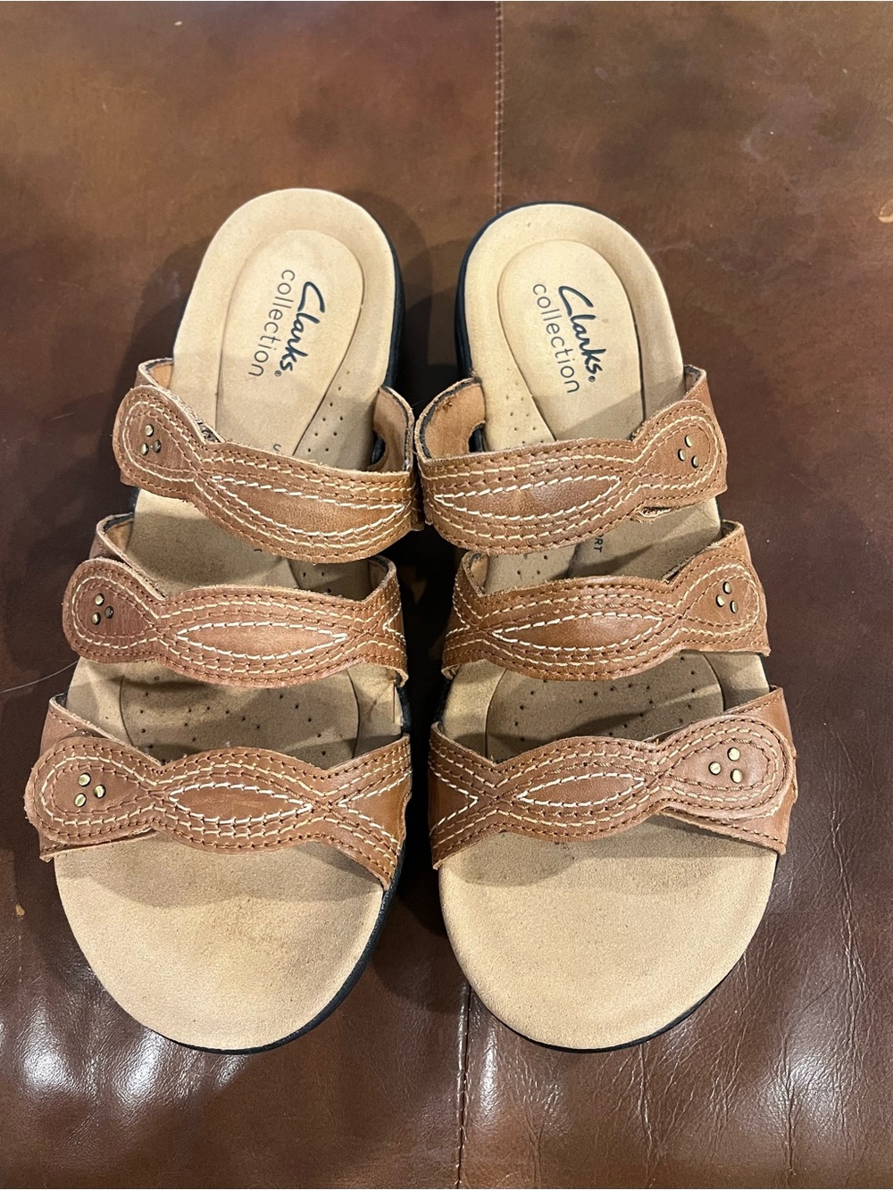 Clarks Brown Triple-Strap Sandal